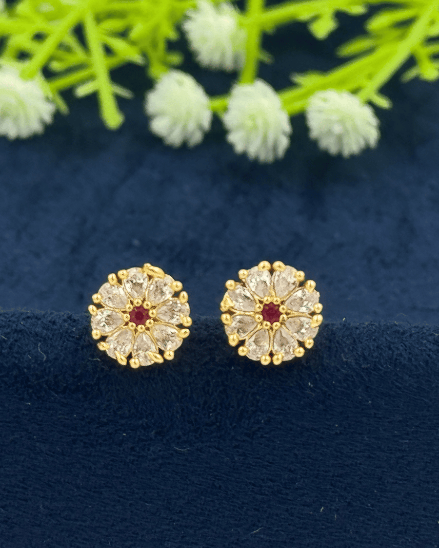 Pink And White AD Stone Small Stud