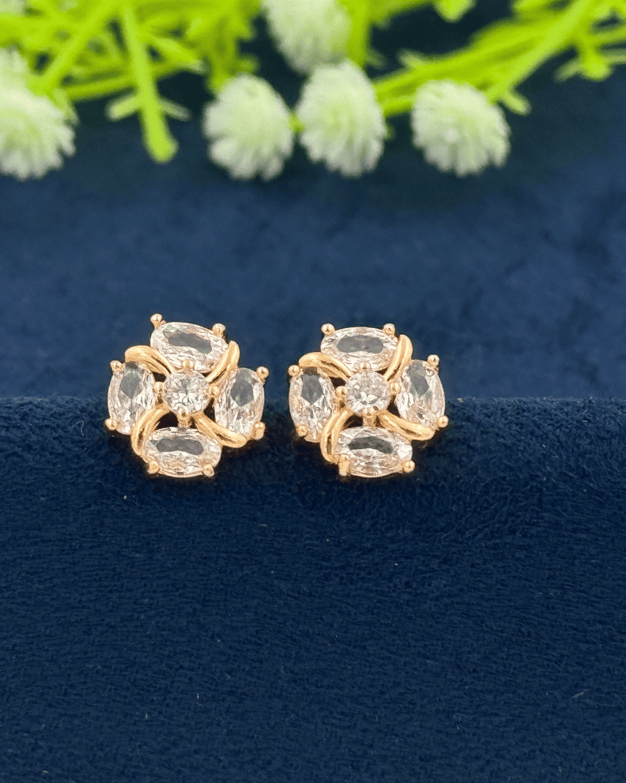 White Stone Golden / Sliver AD Stone Stud