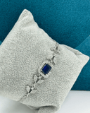 Dark Blue silver AD Stone Necklace combo (Necklace, Ring, Braclate,Earring)