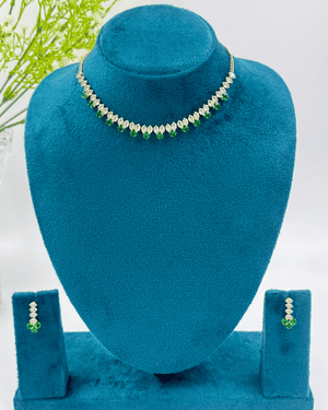 Green Simple AD Stone Necklace