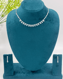 Pink and Blue Square AD Stone Simple Necklace