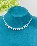 Pink and Blue Square AD Stone Simple Necklace