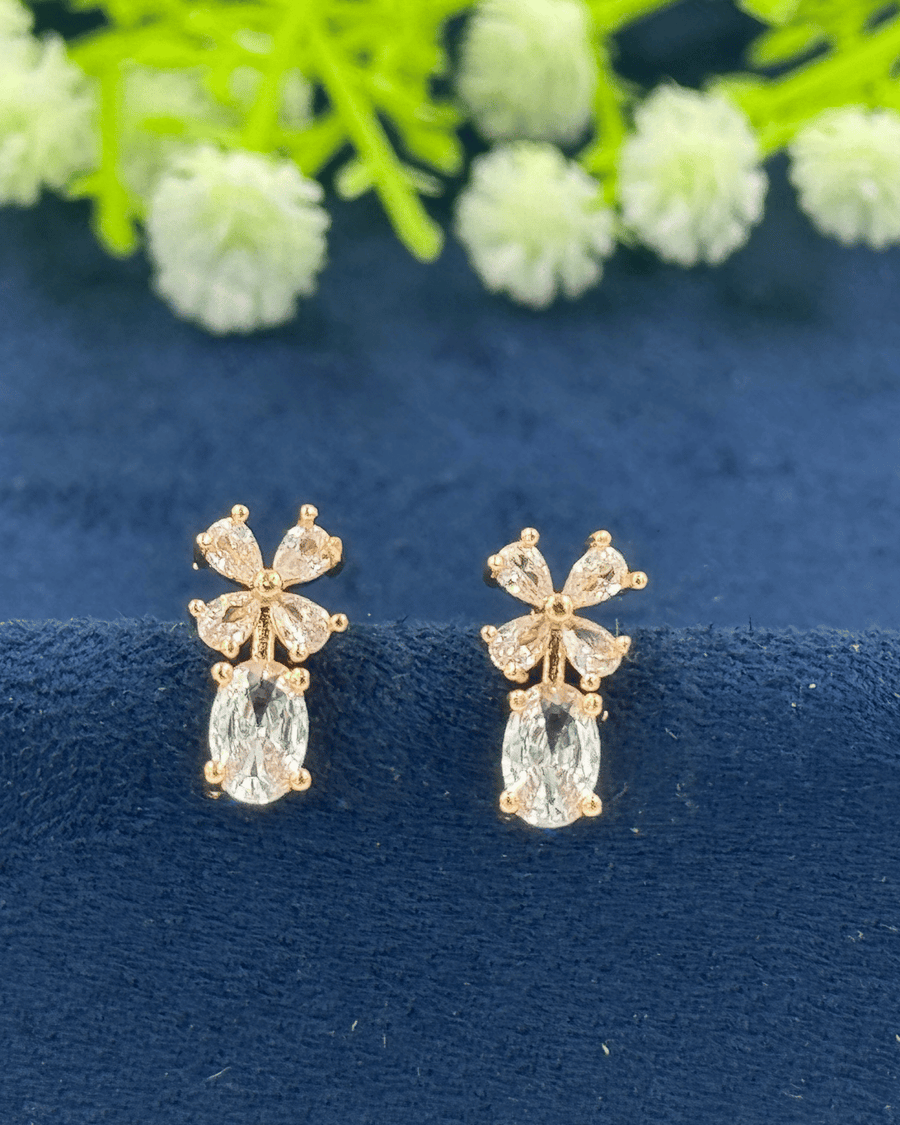 White Stone Small Flower AD Stone Stud