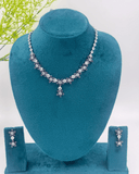 Purple Flower AD Stone Necklace