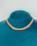 Red Square Golden AD Stone Necklace