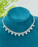 Blue and Pink Round AD Stone Simple Necklace