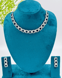 Dark Blue silver AD Stone Necklace