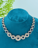Royal Blue Round Rosegold AD Stone Necklace
