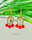 3-Layer Pearl Kundan Necklace with Red Beads