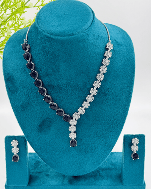 Purple And White Half-Half silver tone Necklace