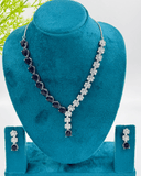 Purple And White Half-Half silver tone Necklace