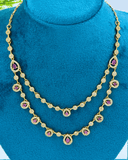 Pink drop shape Kundan 2 layer Golden AD Stone Necklace