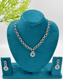 Navy Blue Silver AD Stone Necklace