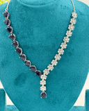 Purple And White Half-Half silver tone Necklace
