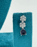 Purple And White Half-Half silver tone Necklace