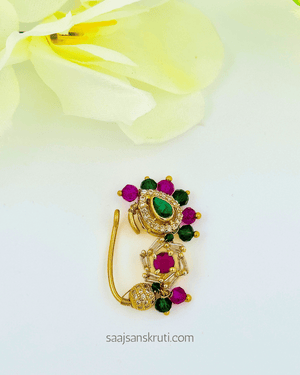 AD Stone Green & Pink Nath