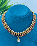Red Na Green Matt Finish Chokar With Jhumka Earrings