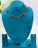 Pink And Green Flower Chain Choker Necklace
