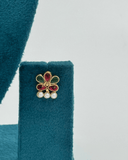 Pink And Green with Moti Chokar Necklace