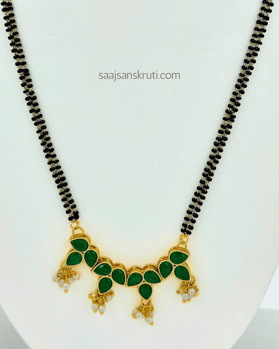 Green Kundan Long Mangalsutra