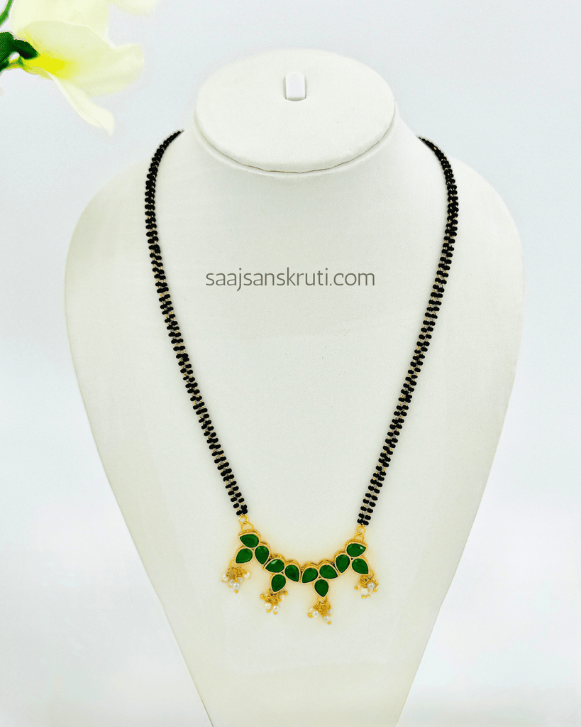 Green Kundan Long Mangalsutra