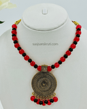 Red & Black Antique Beaded Necklace